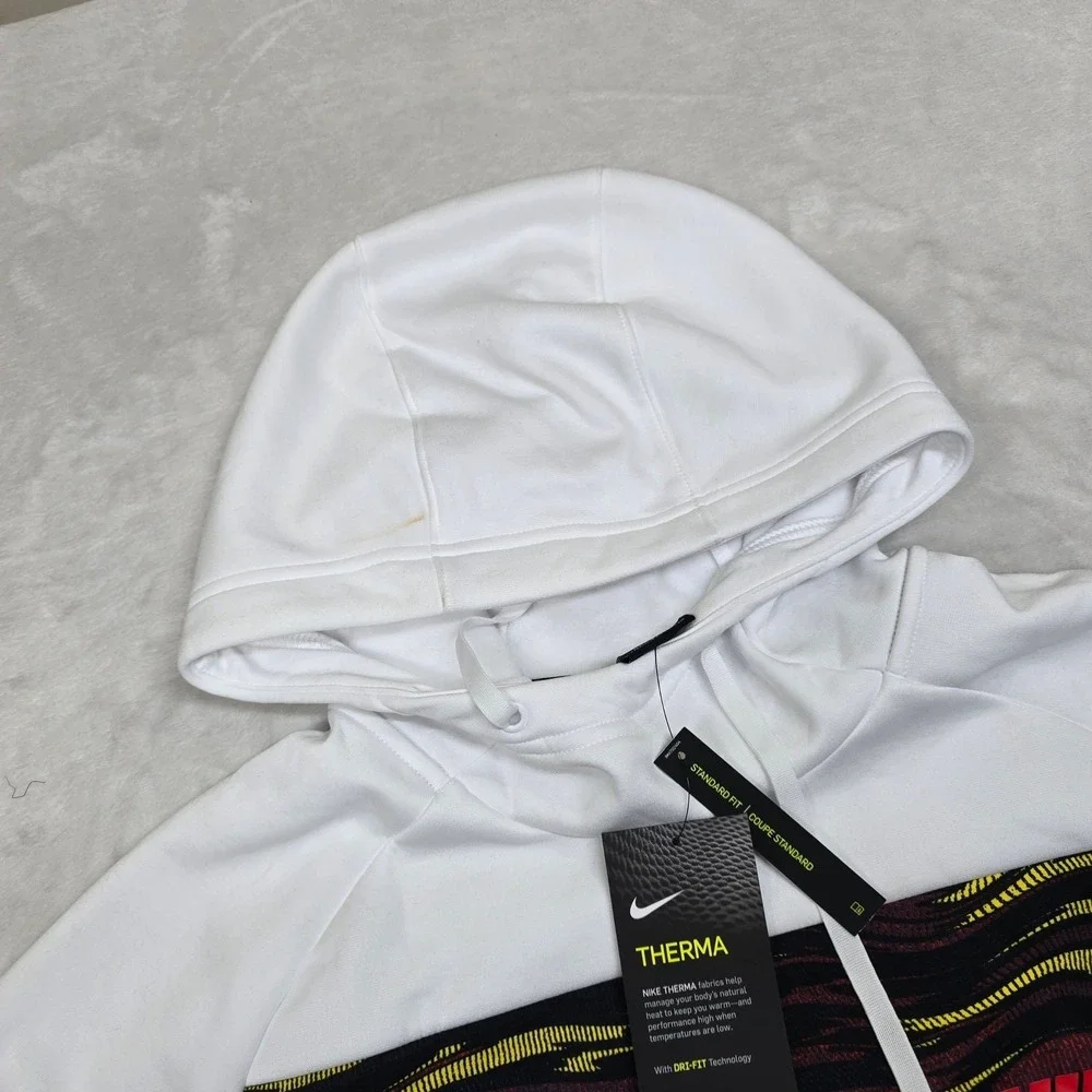 Nike Therma Training Hoodie Mens Large White Sweatshirt‎ Graphic MARKS NEW